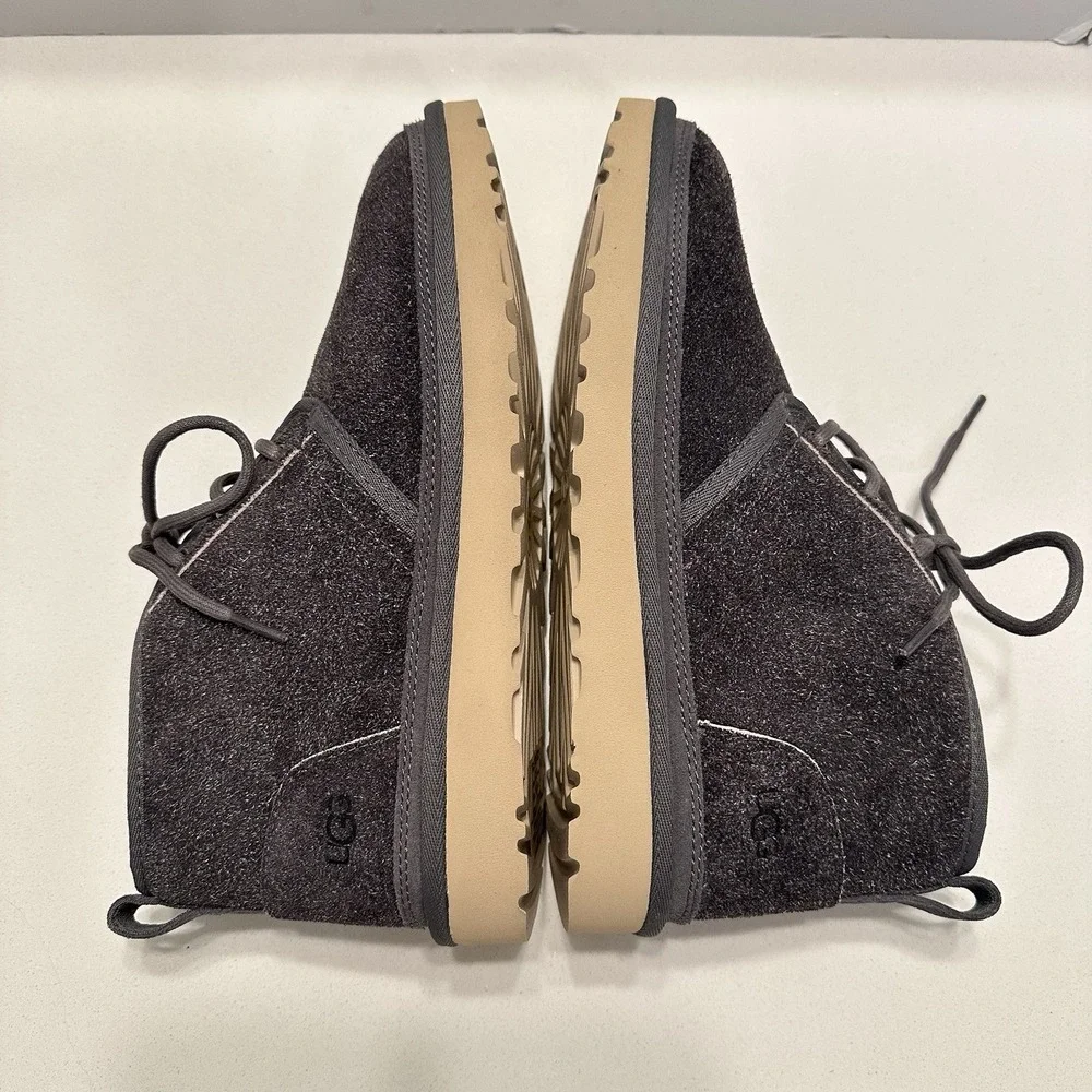 UGG Men's Neumel Shaggy Suede Chukka Boot Lace-up Shoe Dark‎ Grey #1158219 Sz 9